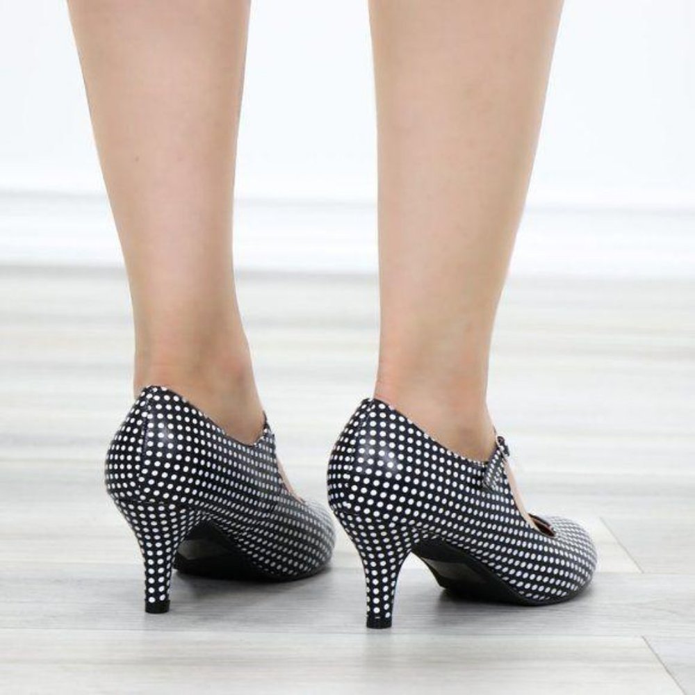 Rockabilly Black White Polka Dots Vintage pumps - Picture 5 of 12